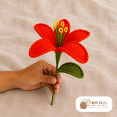 Handmade Crochet Blooming Classic Lily Orange