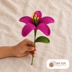 Handmade Crochet Blooming Classic Lily Fuchsia Pink