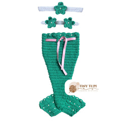 Handmade Mermaid Crochet Outfit - Photography Prop - Green