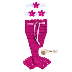 Handmade Mermaid Crochet Outfit - Photography Prop- Pink