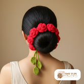 Handmade Rose Gajra for Bun Red