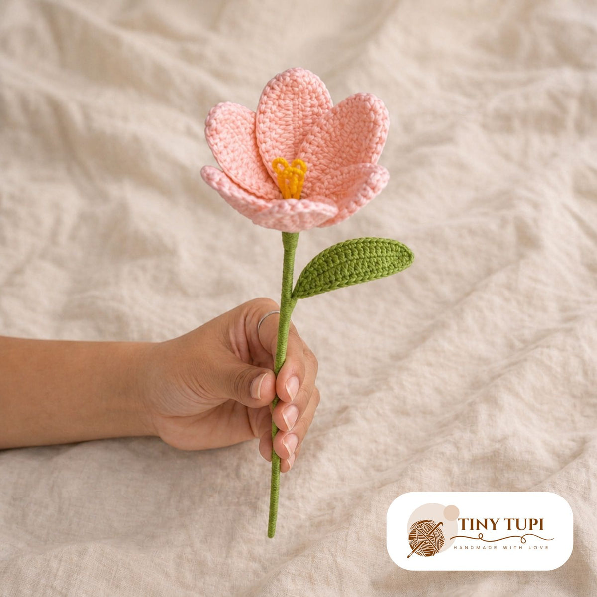 Handmade Crochet Blooming Tulip Blush Peach