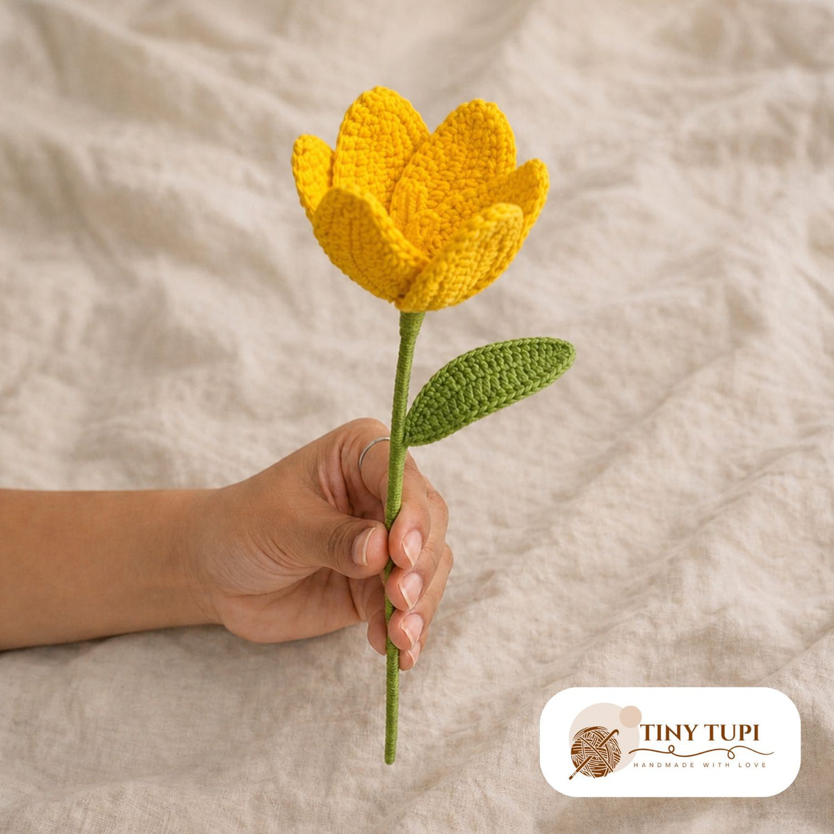 Handmade Crochet Blooming Tulip Yellow