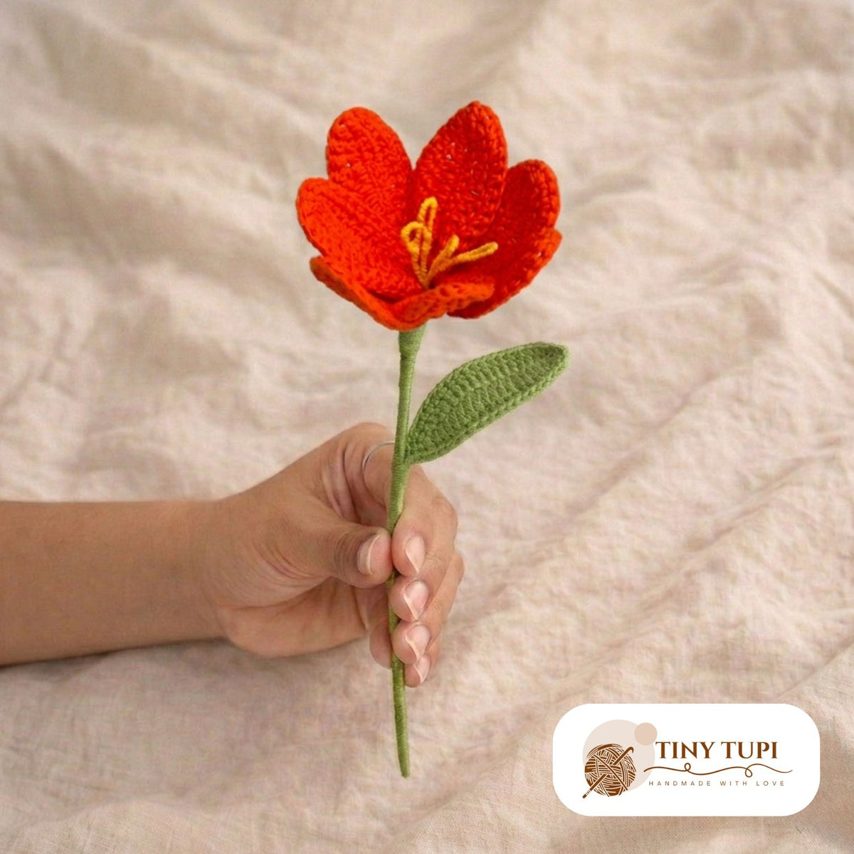 Handmade Crochet Blooming Tulip Orange