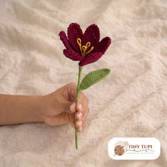 Handmade Crochet Blooming Tulip Maroon