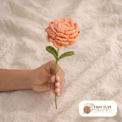 Handmade Crochet Blooming Rose Blush Peach