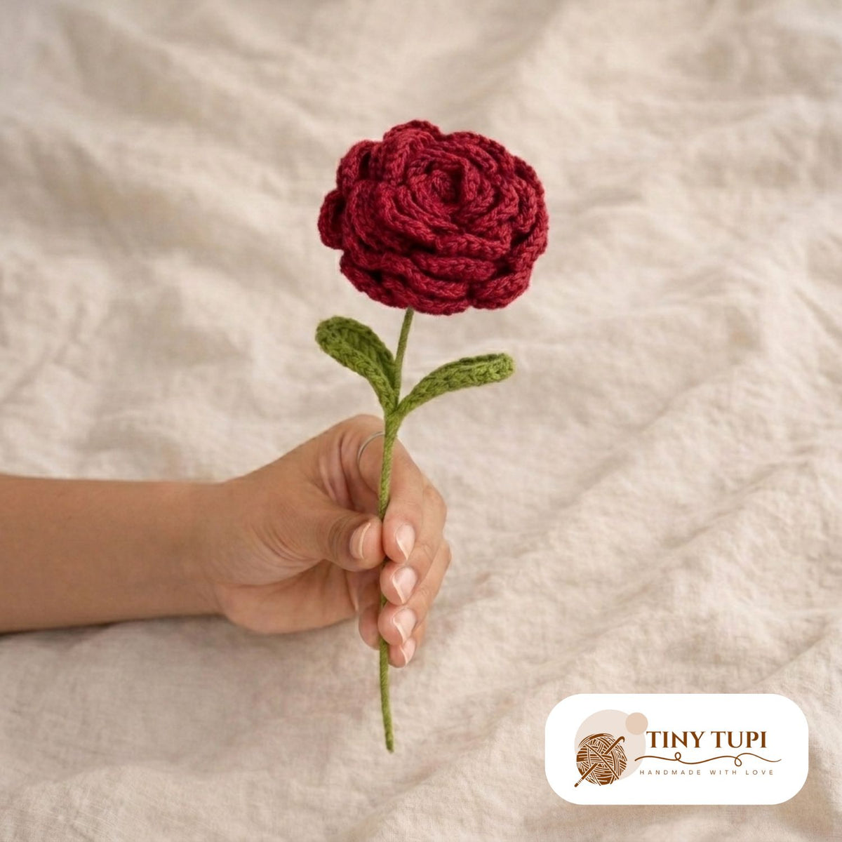 Handmade Crochet Blooming Rose Maroon