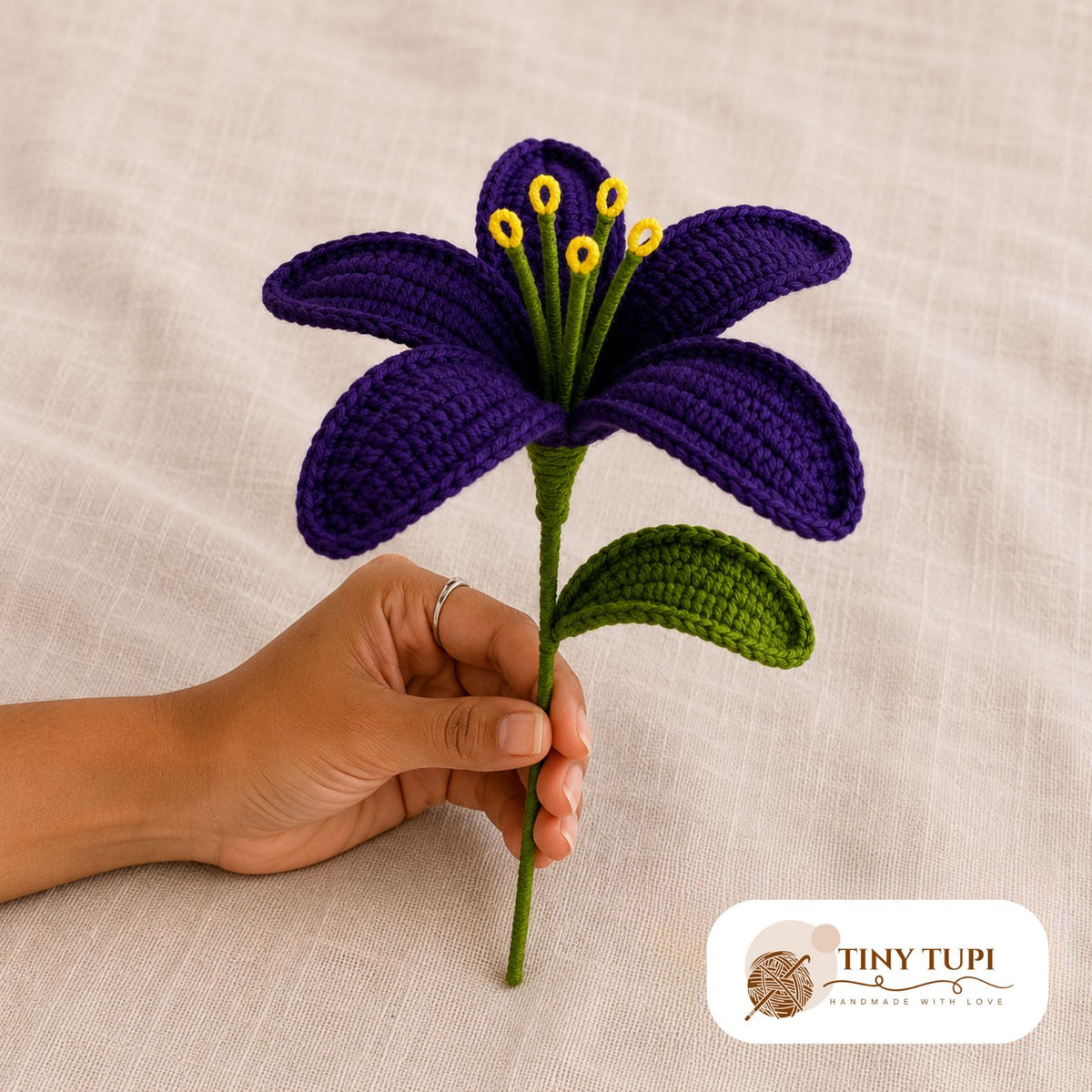 Handmade Crochet Blooming Classic Lily Violet