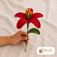 Handmade Crochet Blooming Classic Lily Red