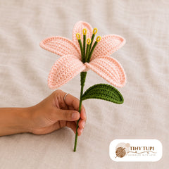 Handmade Crochet Blooming Classic Lily  Blush Peach