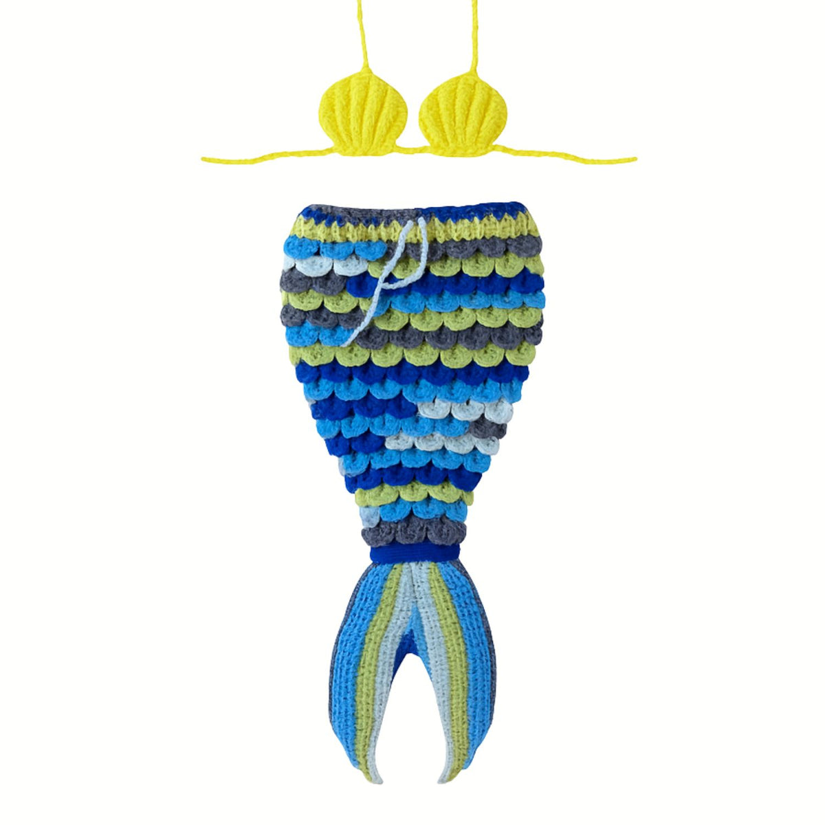 Handmade Mermaid Crochet Prop – Newborn Photo Outfit - Yellow