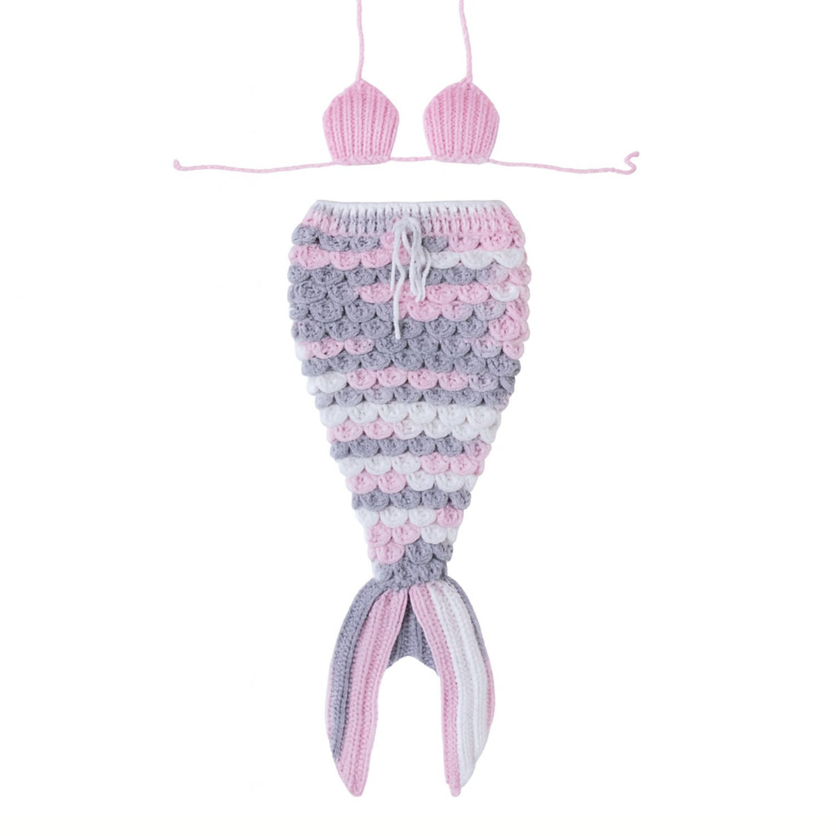 Handmade Mermaid Crochet Prop – Newborn Photo Outfit - Baby Pink