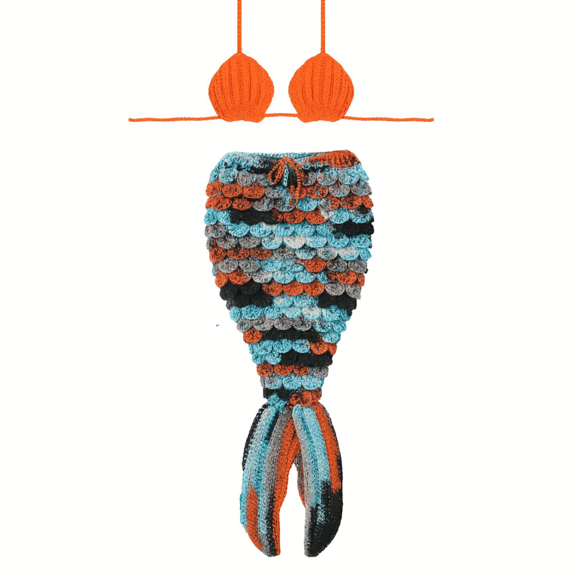 Handmade Mermaid Crochet Prop – Newborn Photo Outfit - Orange