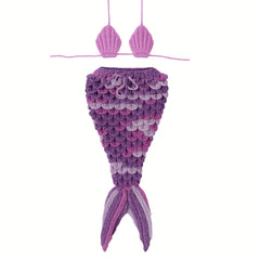 Handmade Mermaid Crochet Prop – Newborn Photo Outfit - Purple