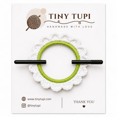 Handmade Crochet Bun Pin Pearl Bloom